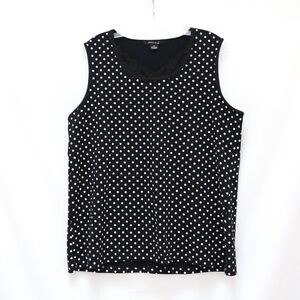 Michel polka dot print sleeveless top cotton casual lounge 2X summer black white
